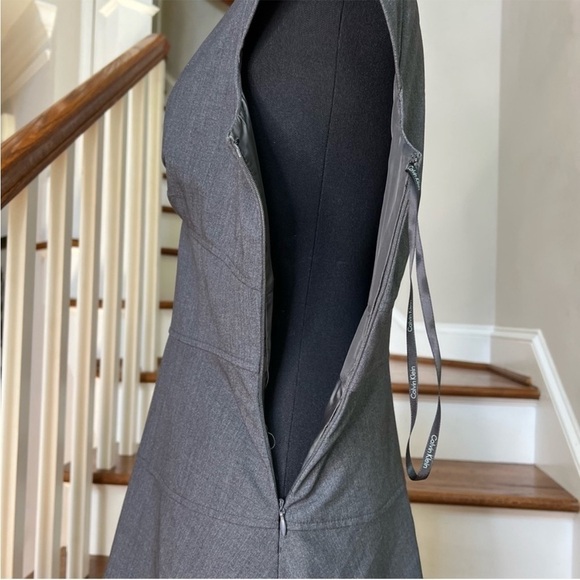 Calvin Klein Office Corpcore Gray V Neck Dress With Cap Sleeves - Picture 8 of 9